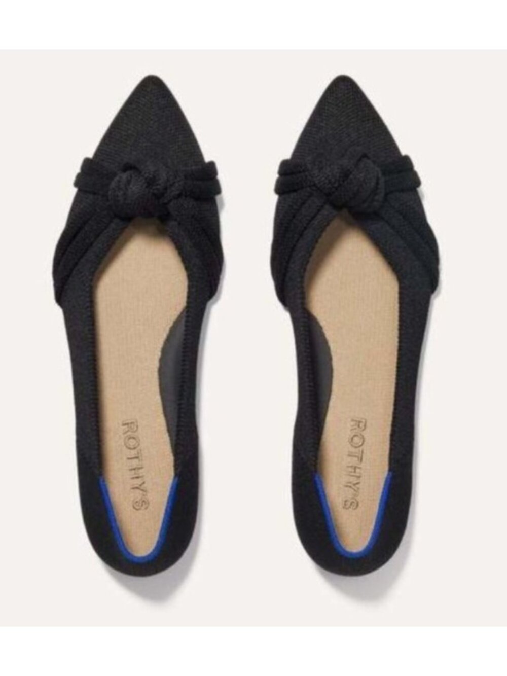 Rothy’s The Knot Point II Black Knit Pointed Toe Flats Women’s Size 7.5 NWOB